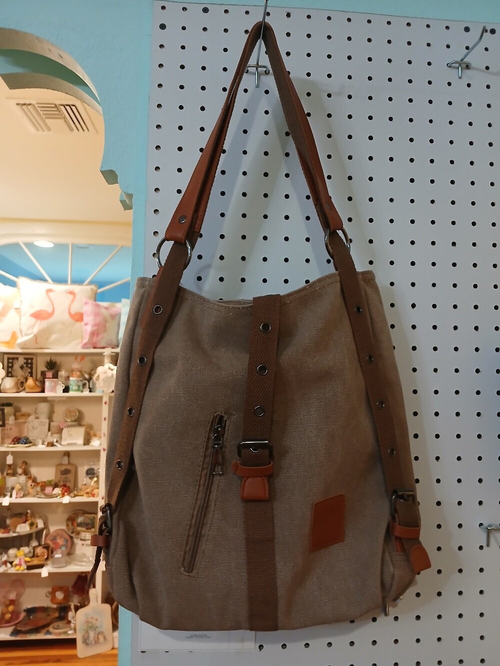 Canvas Tote Shoulder Bag/Convertible Backpack